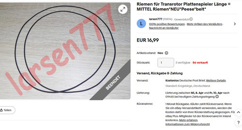 Riemen für transrotor - für,